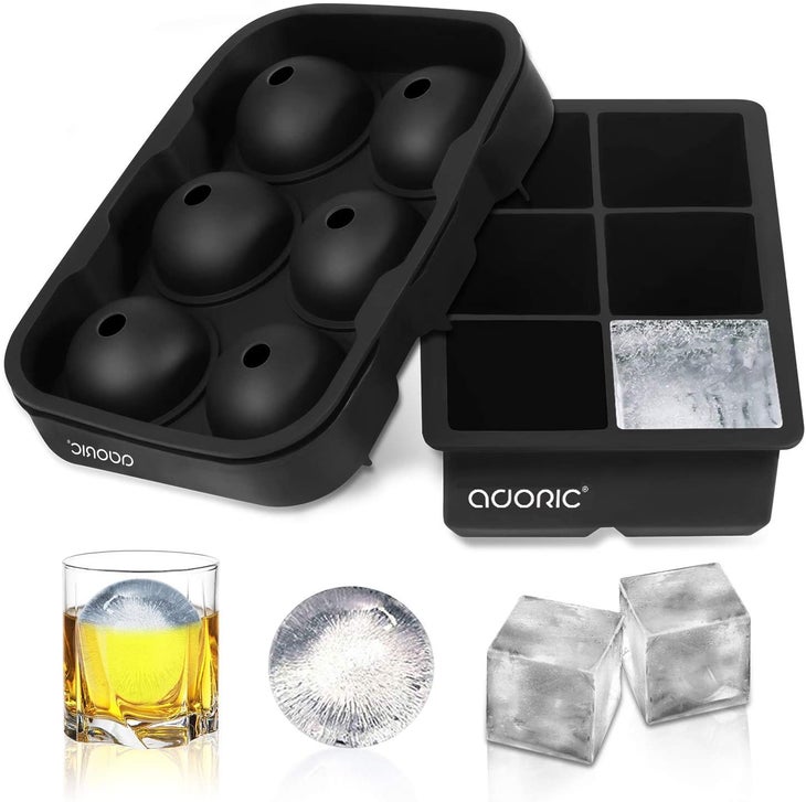 Bella Amazing Premium Ice Ball Molds, Round 2.5 inch Ice Spheres. Stackable Slow Melting Round Ice Cube Maker for Whiskey and Bourbon (2, Black)