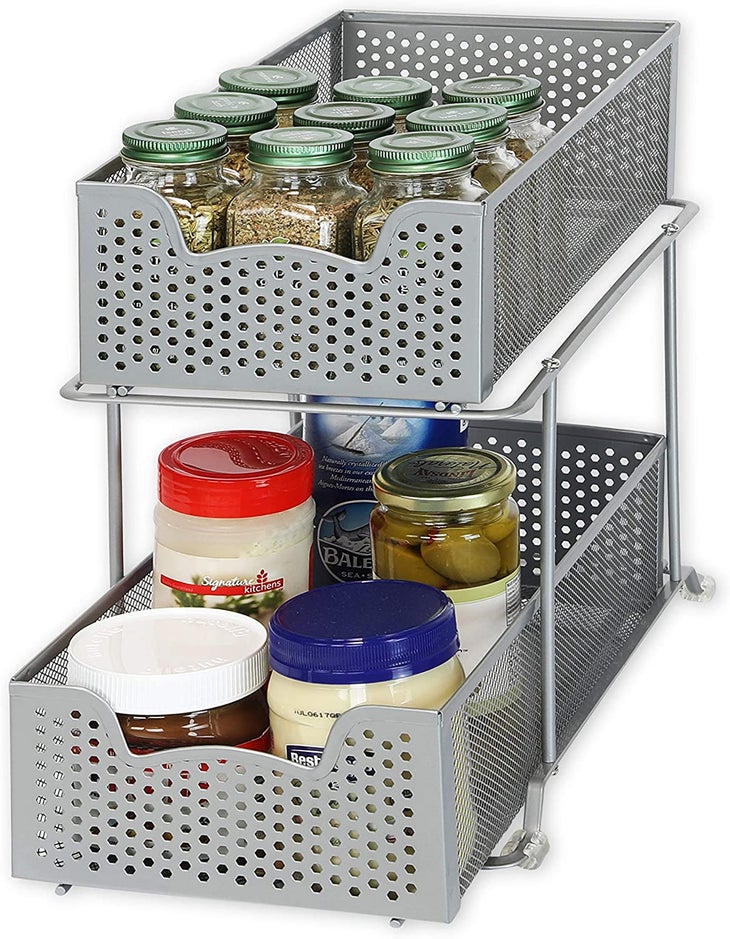 Simple Houseware Cabinet Organizer, Adjustable Dividers Lids