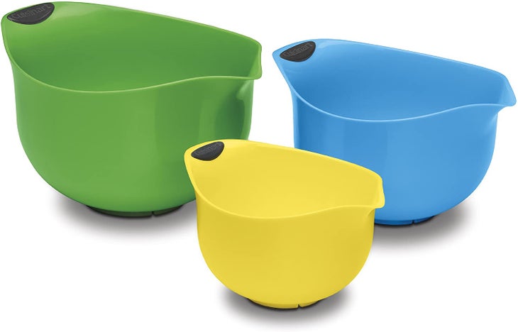 Vremi 3 Piece Plastic Mixing Bowl Set - Nesting Mixing Bowls with