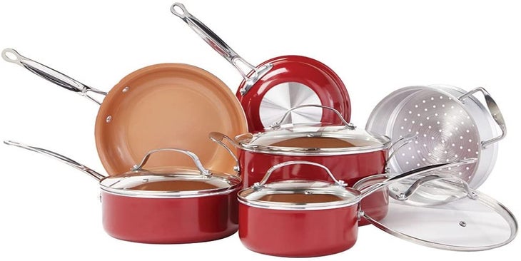 MICHELANGELO Pots and Pans Set, Ultra Nonstick Copper Cookware Set 12 Piece  with Healthy & PFOA