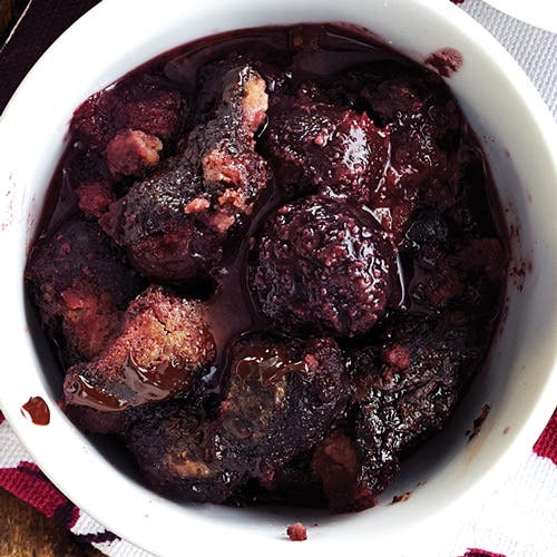 Fudgy Chocolate Brownie With Sweet Cherry Sauce recipe