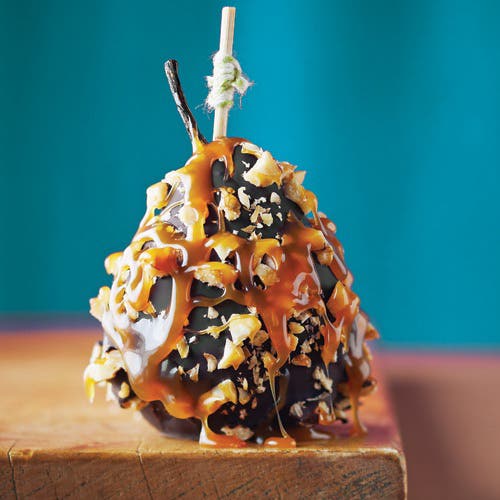 Dark Chocolate & Maple Caramel Pears recipe
