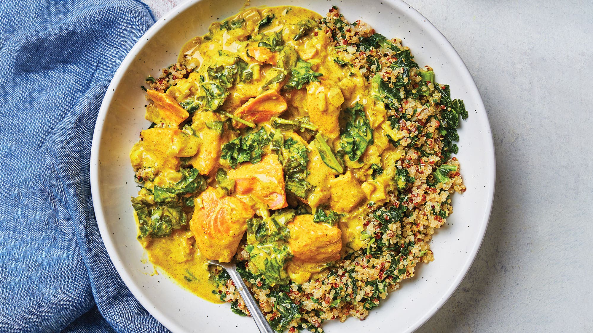 Curried Salmon Bowl with Kale recipe
