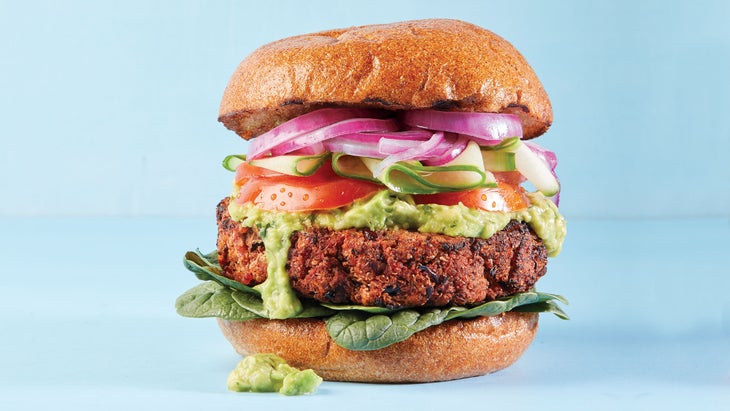 Kate-Beet-Burger_94-web Chipotle Beet Bean Burgers with Lemon Avocado Sauce recipe
