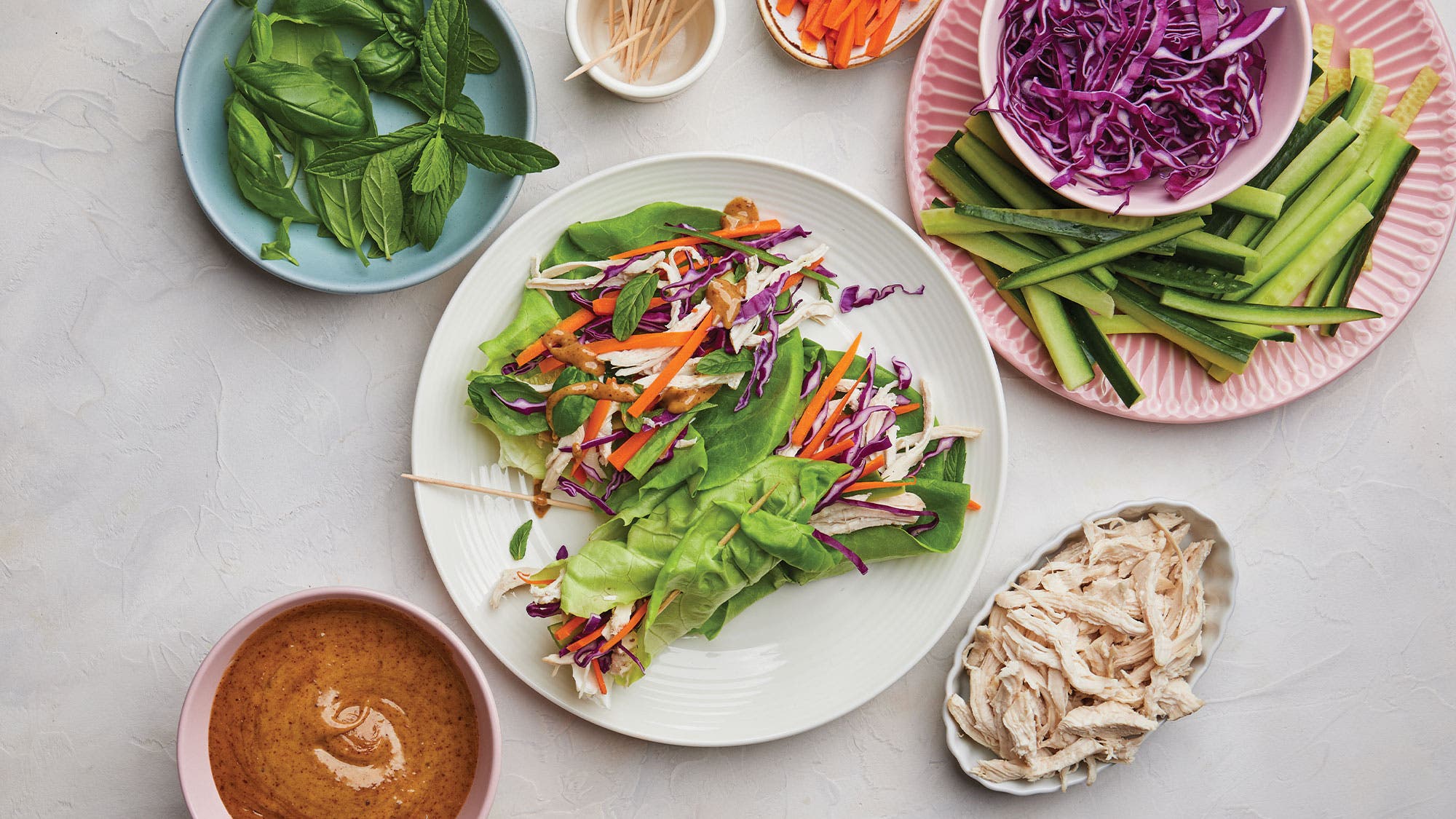 Lettuce-Wraps_94-web Sweet & Sour Chicken Lettuce Wraps with Almond Ginger Sauce recipe