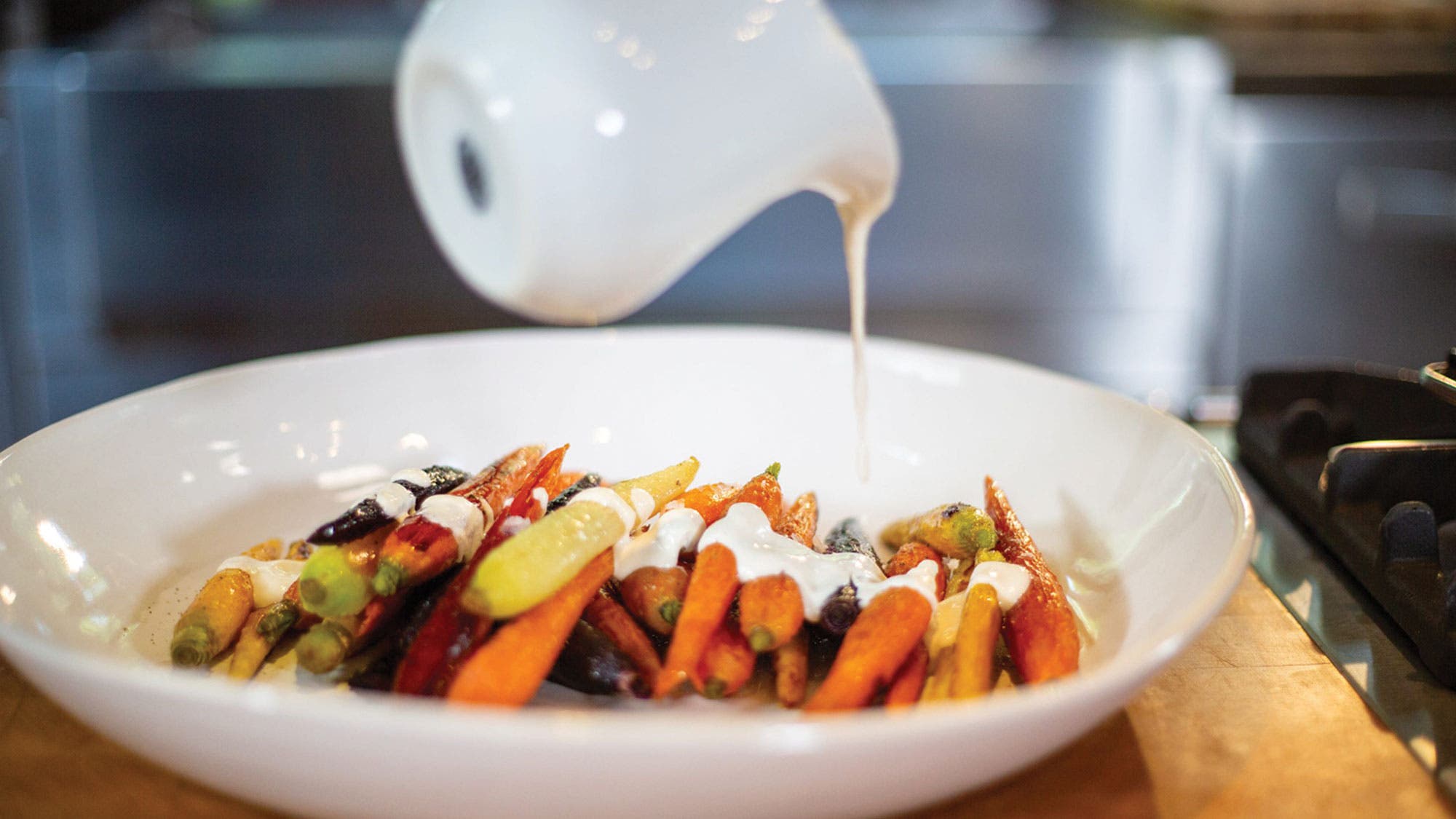 Maple-Glazed Heirloom Carrots with Lemon Cashew Cream recipe