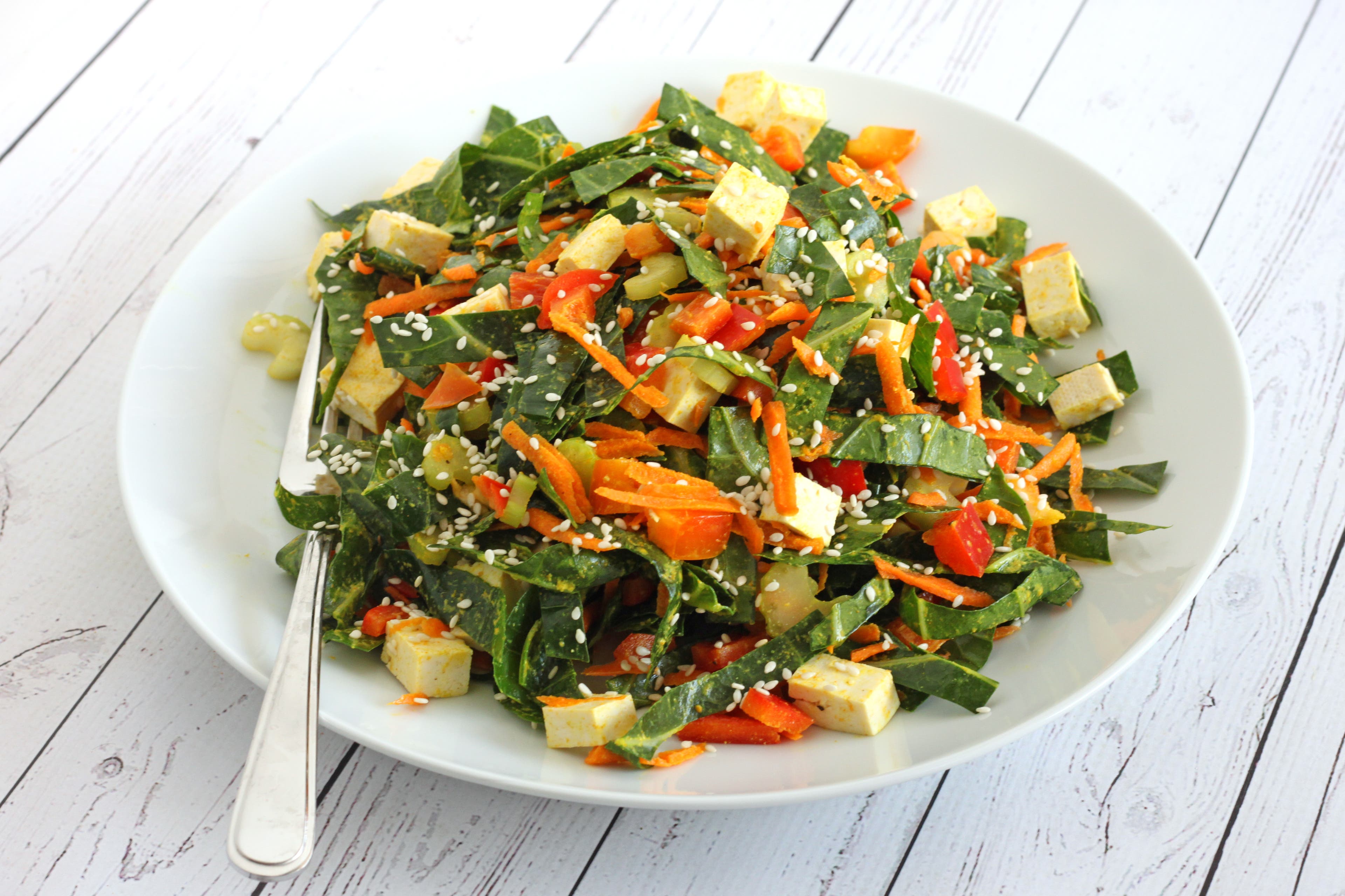 Collard Salad with Tahini Dressing recipe