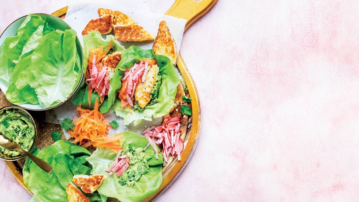 Halloumi-Lettuce-Tacos_91 Halloumi Lettuce Tacos with Avocado Cilantro Mash recipe