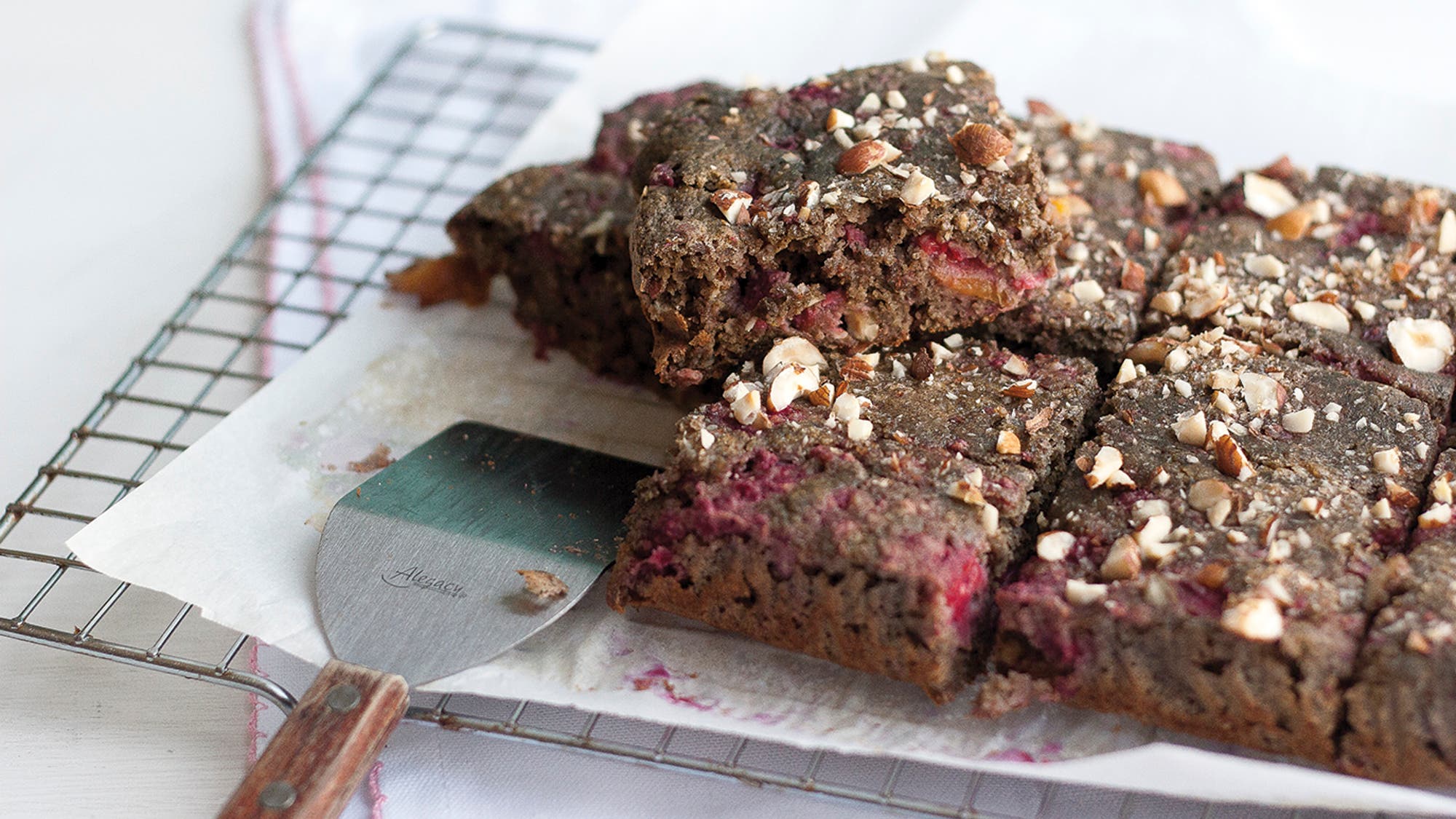 Hazelnut Raspberry Peach Bars