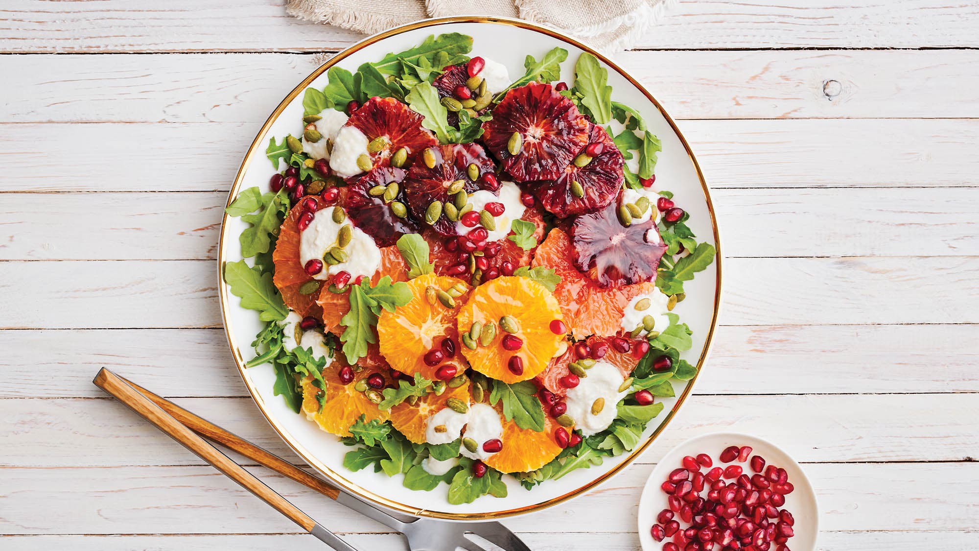 Mixed Citrus & Arugula Salad with Ricotta & Pumpkin Seeds recipe