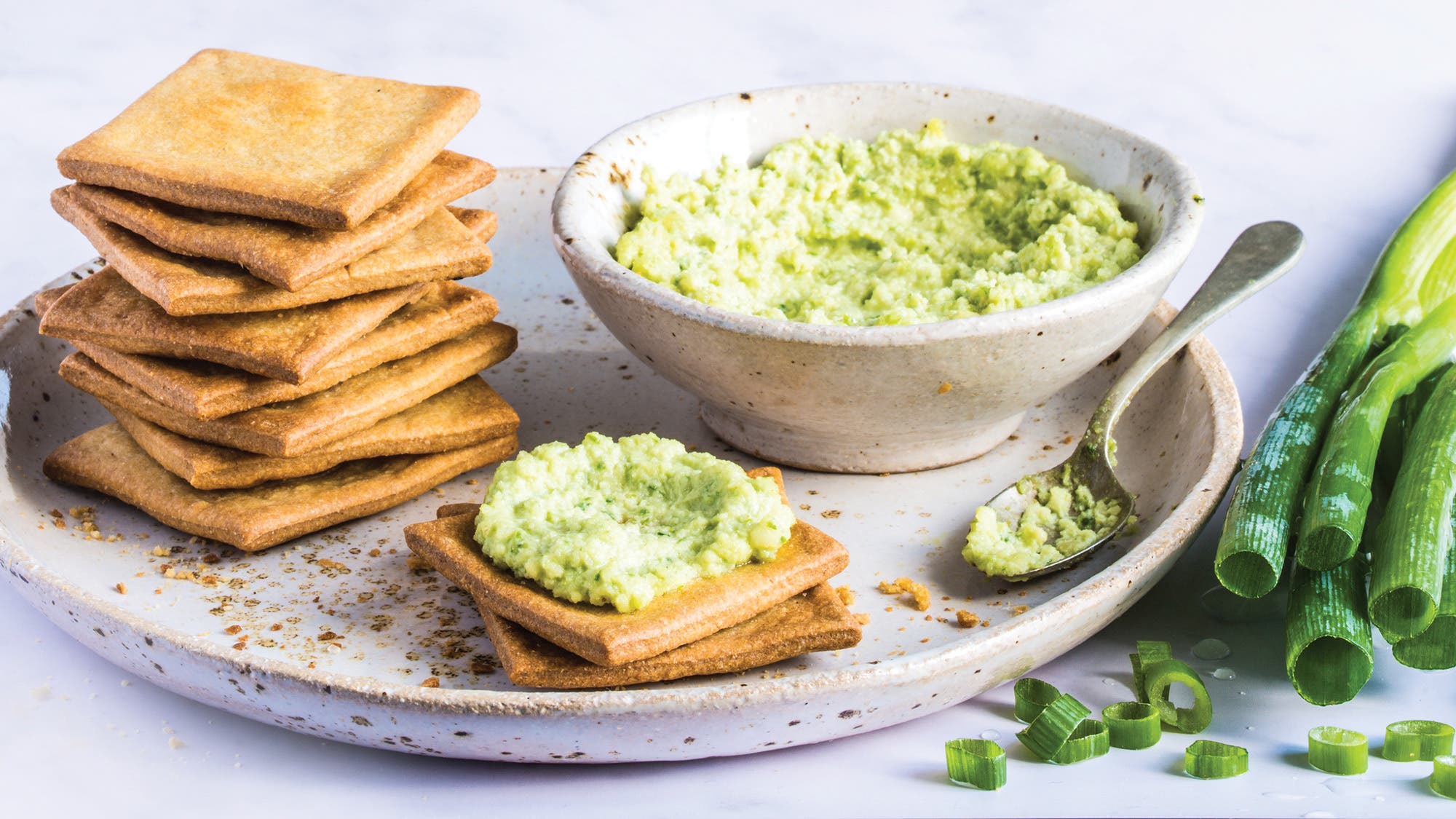 Spring Onion Pesto with Kamut Flatbread recipe
