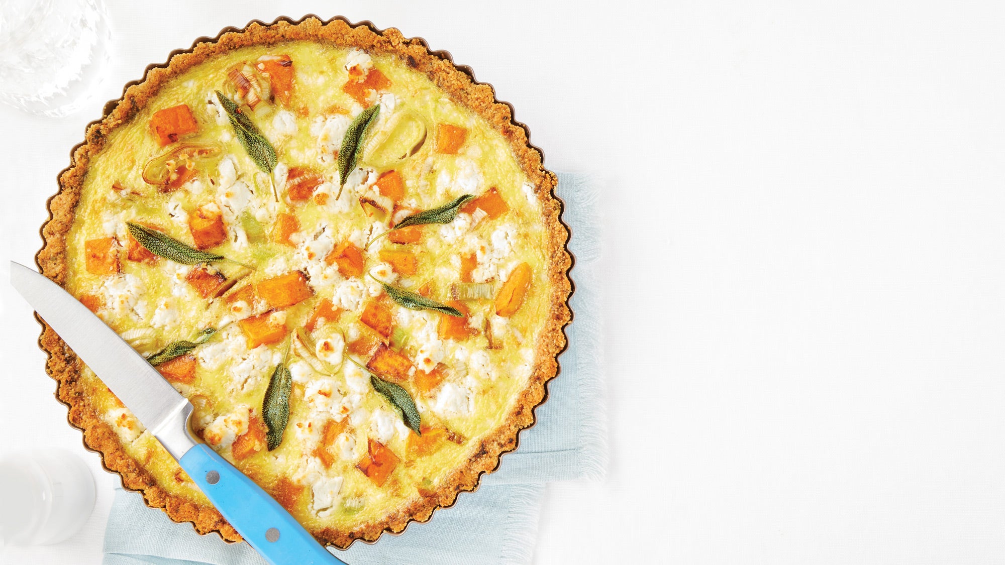 Squash & Goat Cheese Quiche with Almond Crust recipe