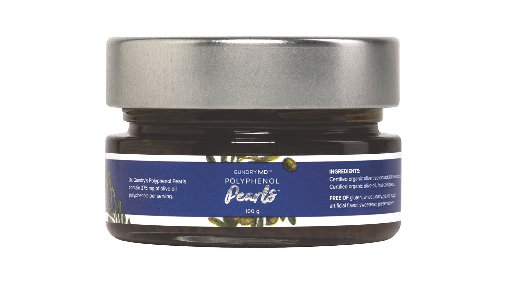 Small silver and blue jar