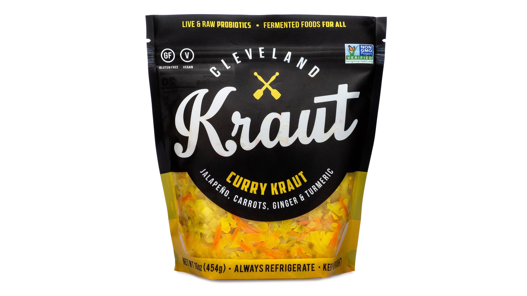 Cleveland Kitchen Curry Pouch turmeric sauerkraut carrots jalapeño cabbage fermented gut health probiotics nourishing healthy tasty shredded