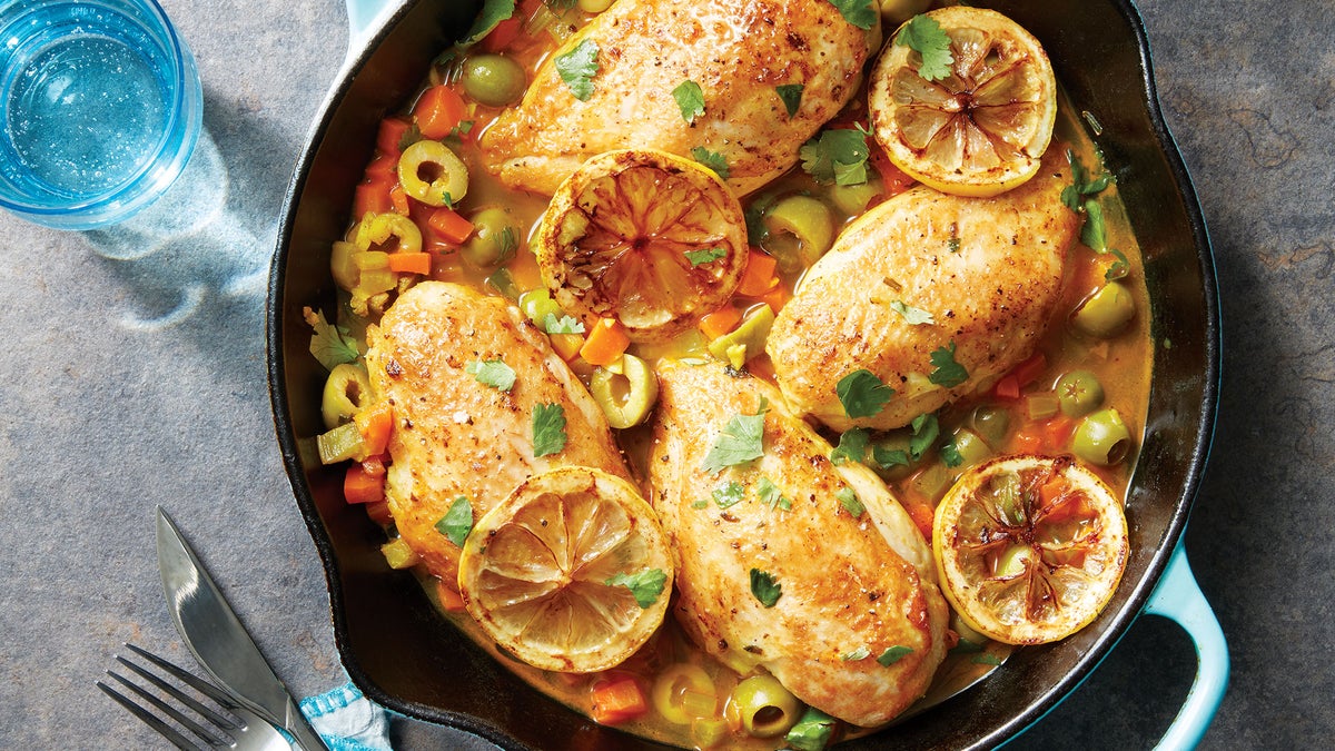 Moroccan-Style Lemon Olive Chicken - Clean Eating