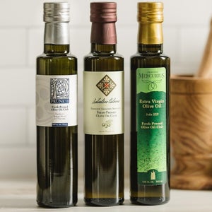 a selection of olive oils from the Fresh-Pressed Olive Oil Club