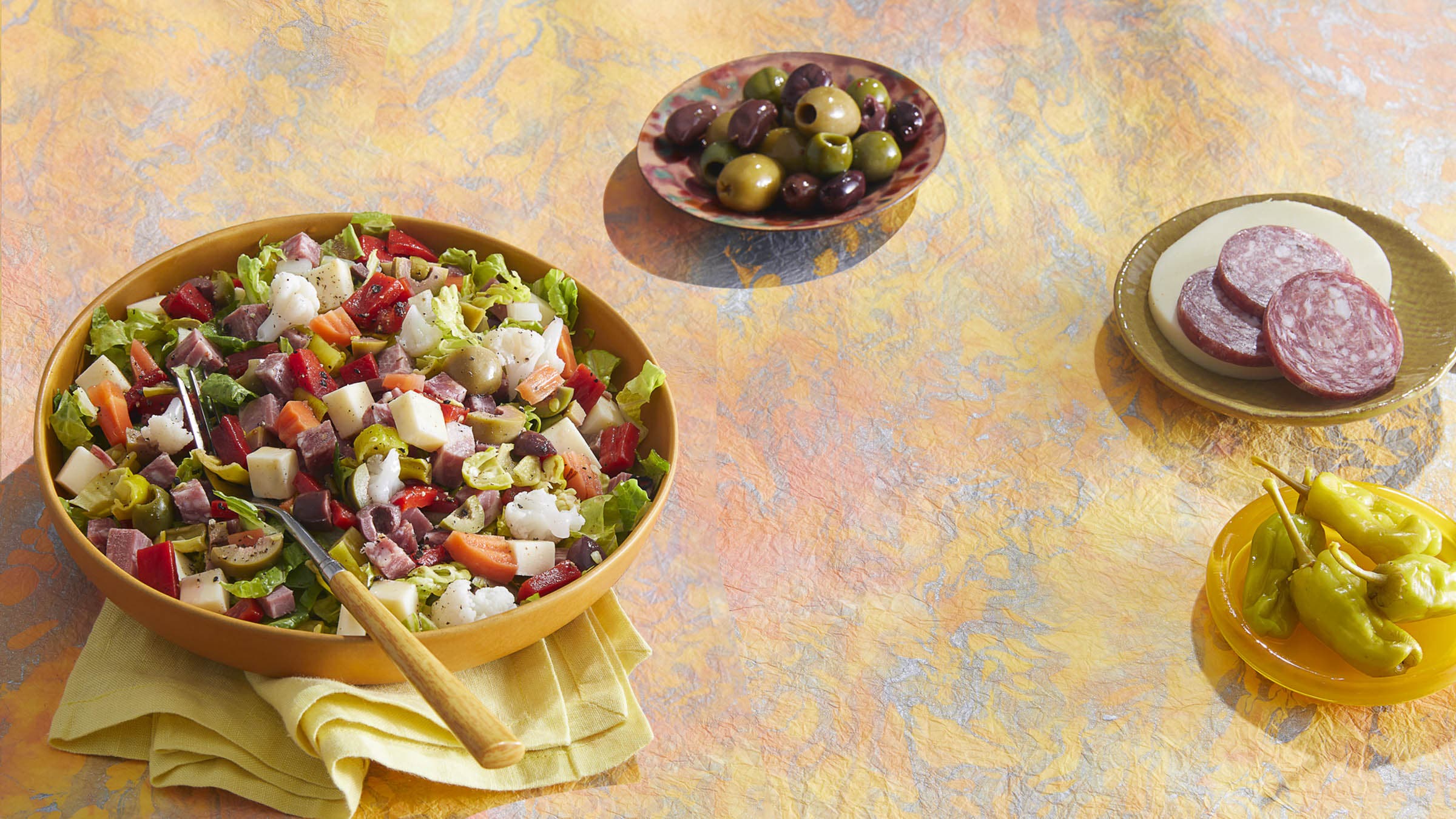 Muffuletta salad in bowl