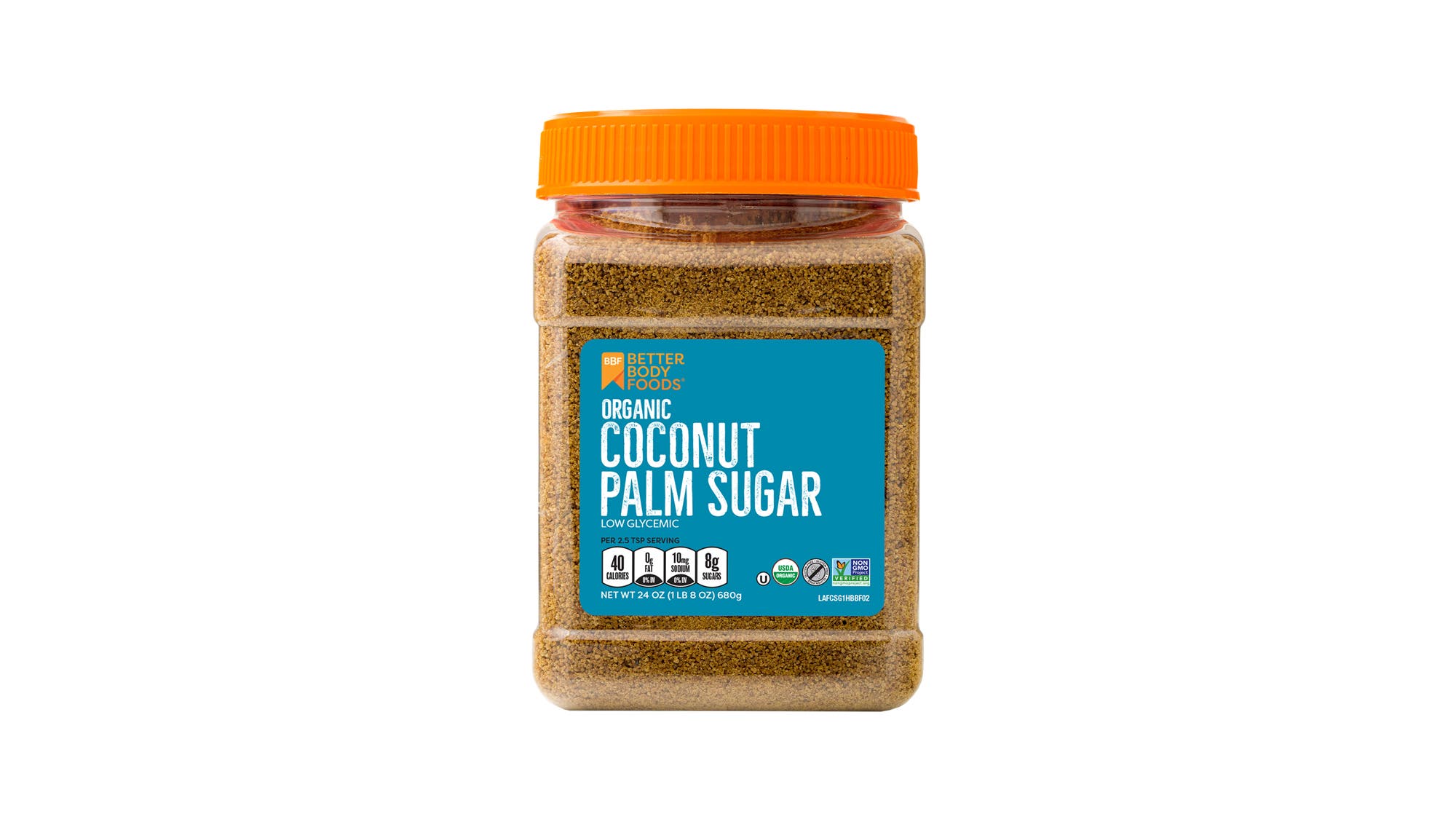 Container of BetterBody Foods Organic Coconut Palm Sugar