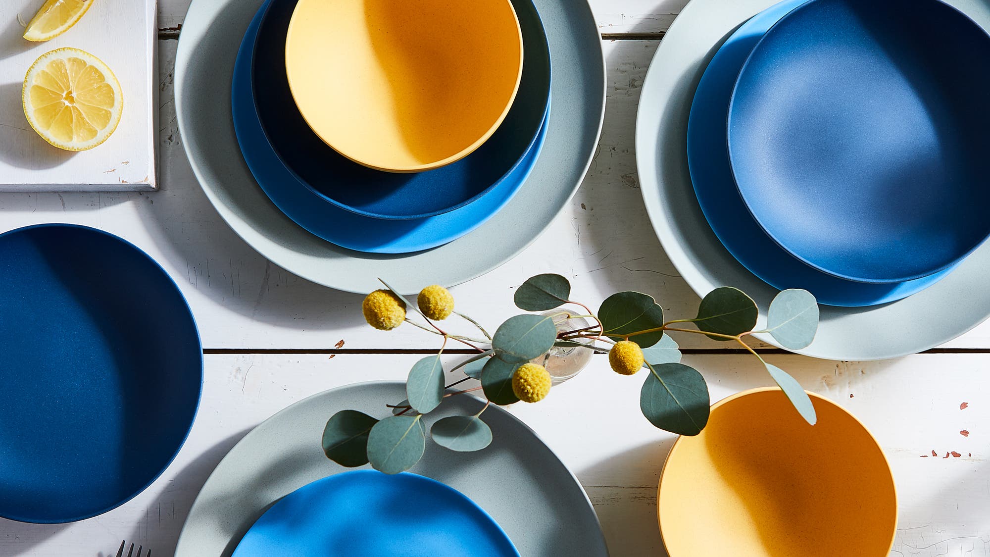 Bamboo dishes on a table