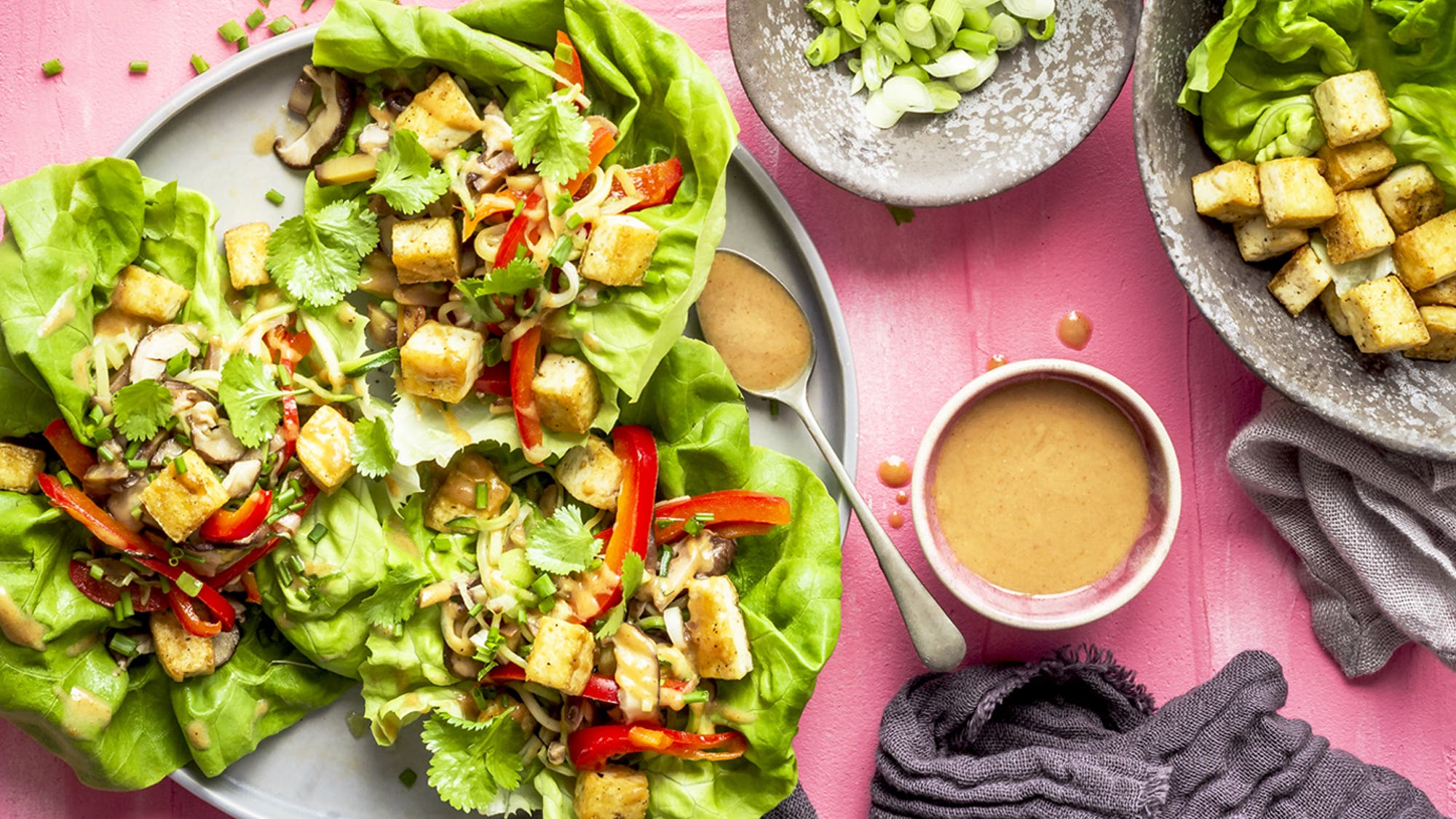 Sesame almond tofu cups
