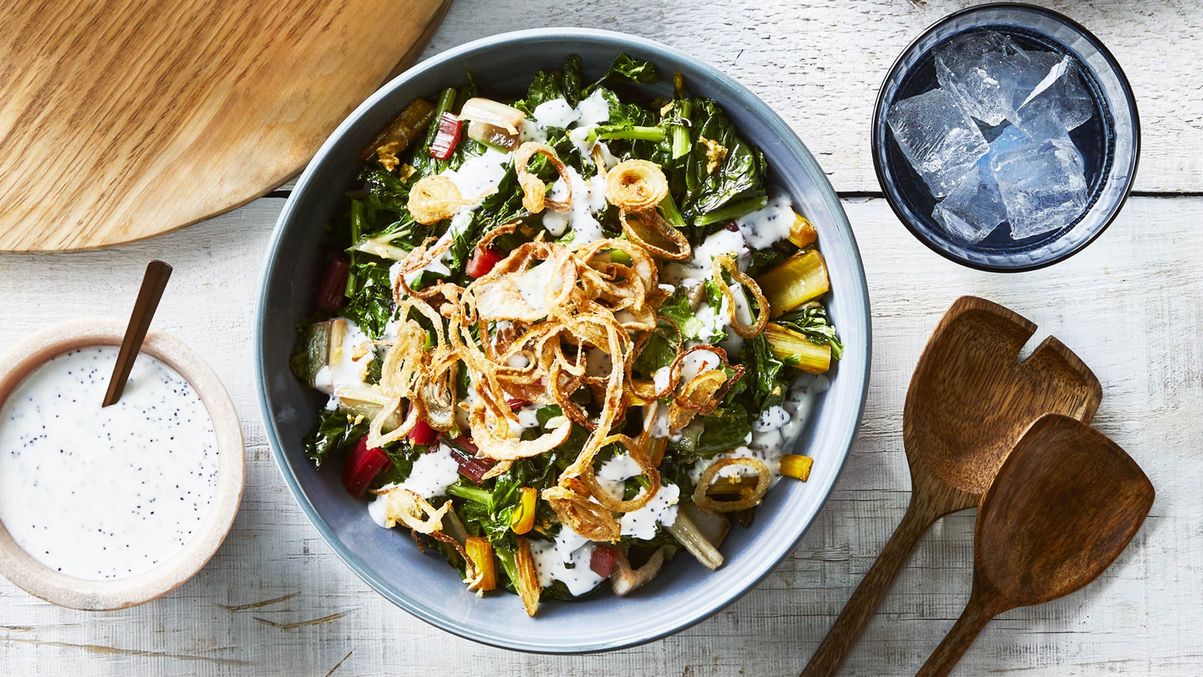 Greens with crispy shallots