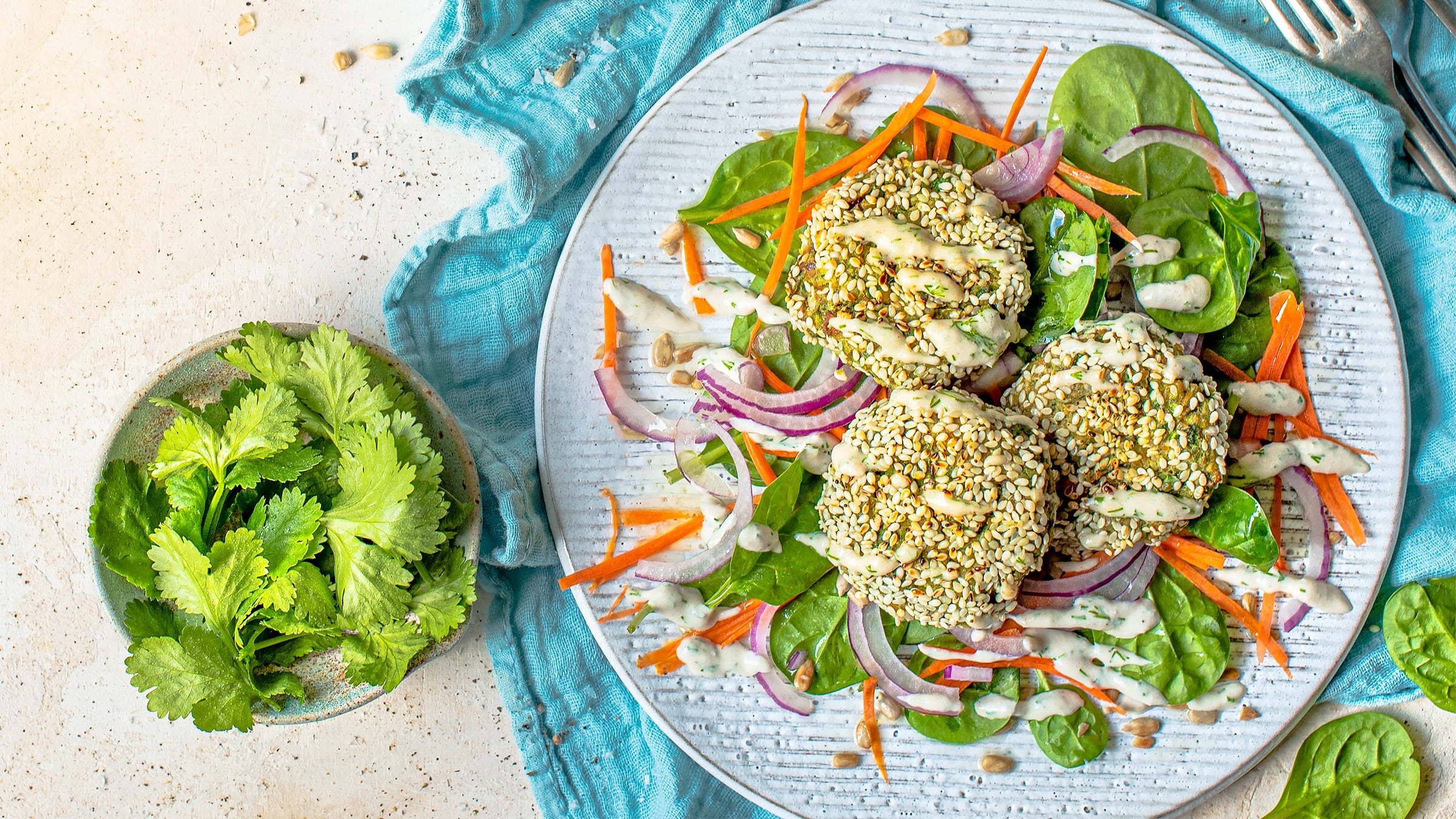 spinach falafel salad