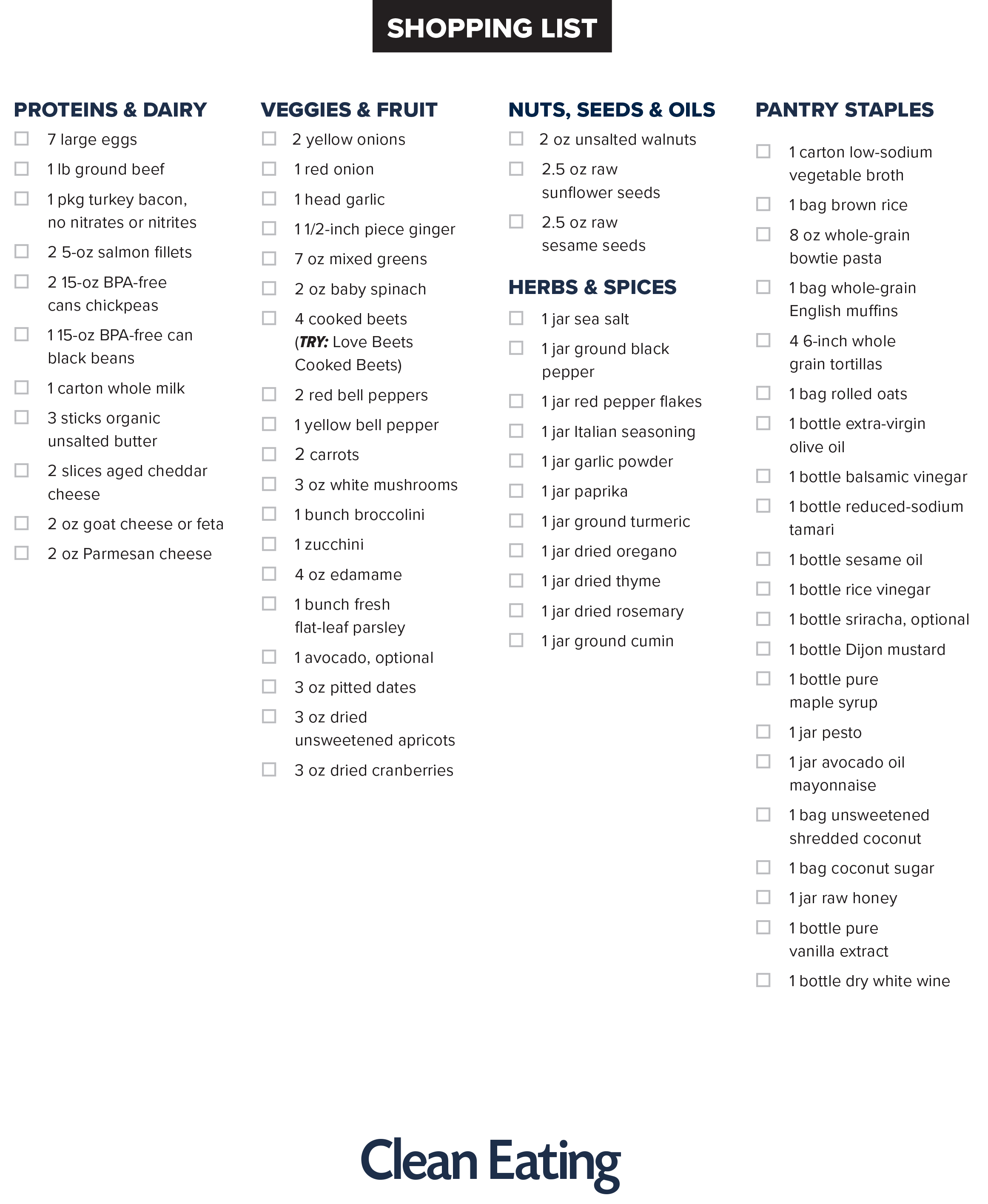 Meal Plan Express Shopping List