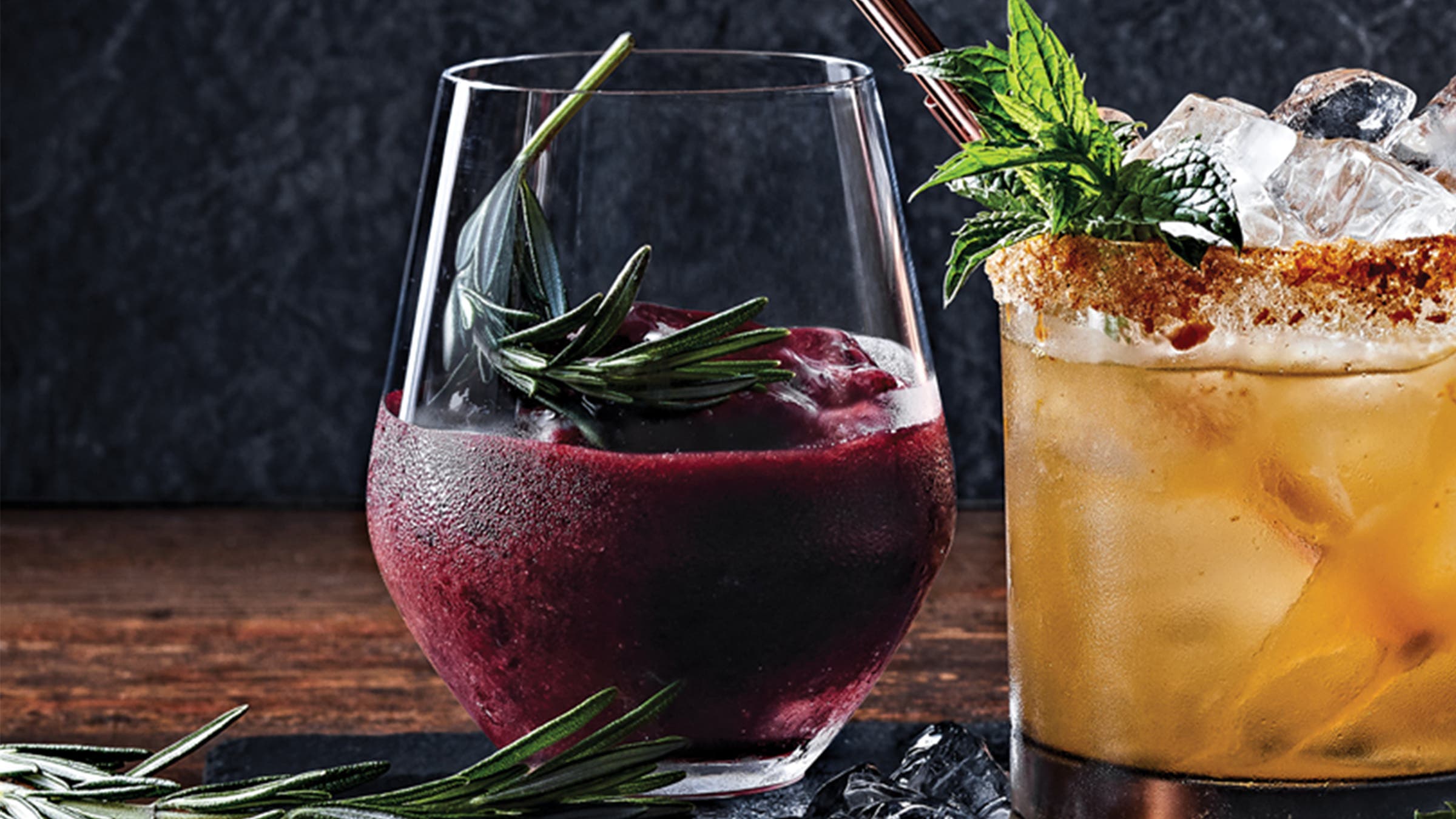 Cherry rosemary vodka ice