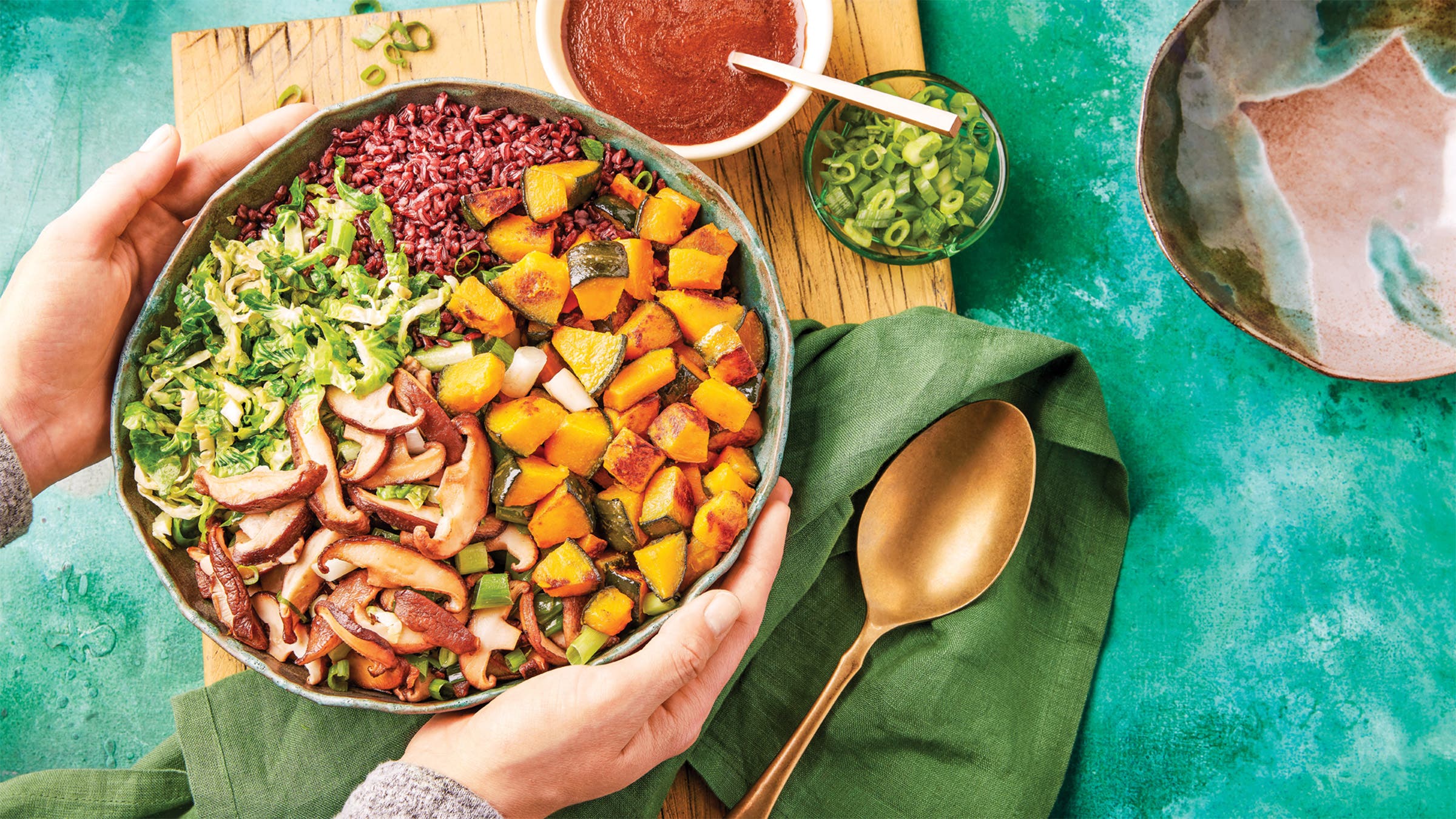 Brussels sprouts and black rice salad