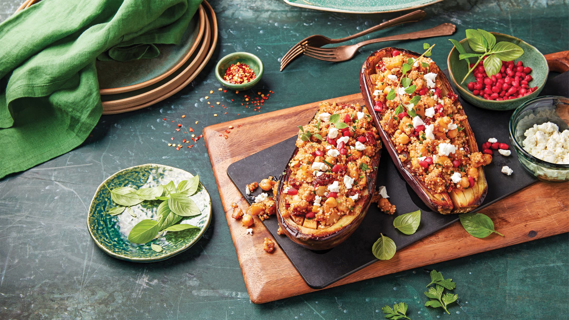 Eggplant grain bowls