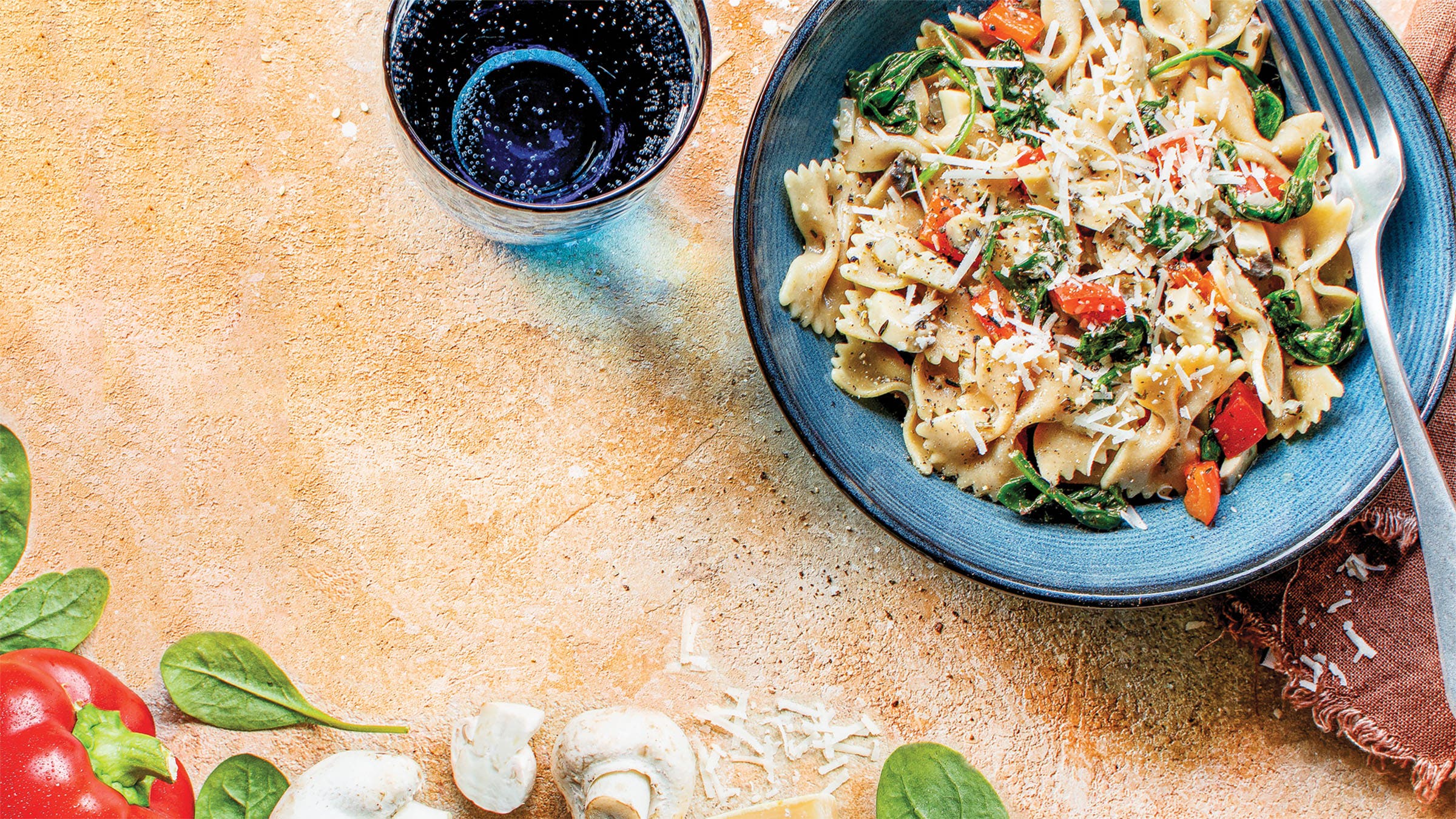 White wine bowtie pasta