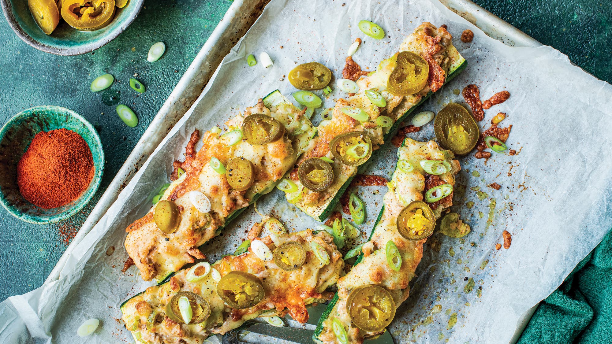 Spicy Tuna Melt Zucchini Boats