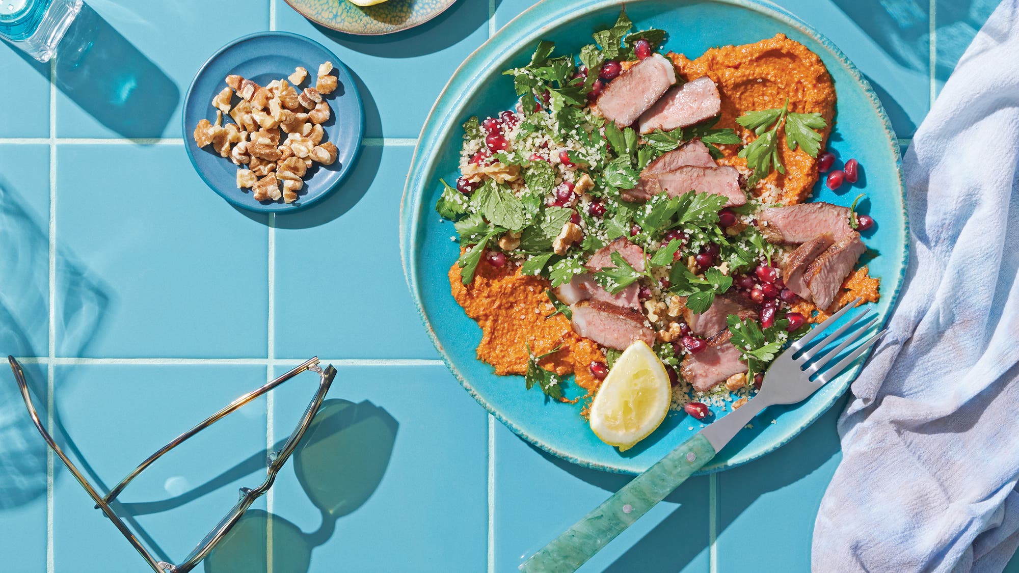 Grilled Lamb Salad with Muhammara