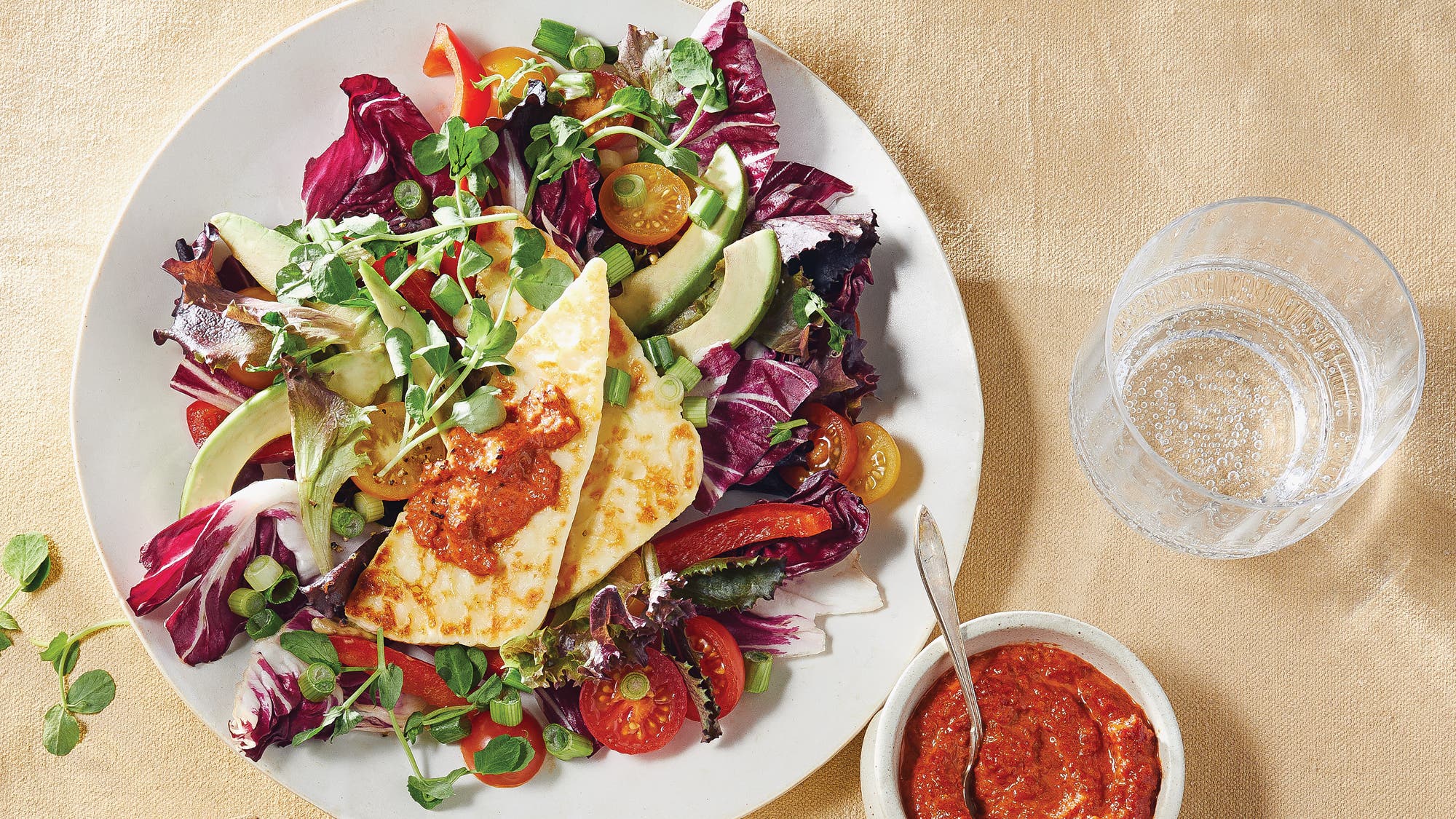 Halloumi Salad with Nutty Tomato Vinaigrette