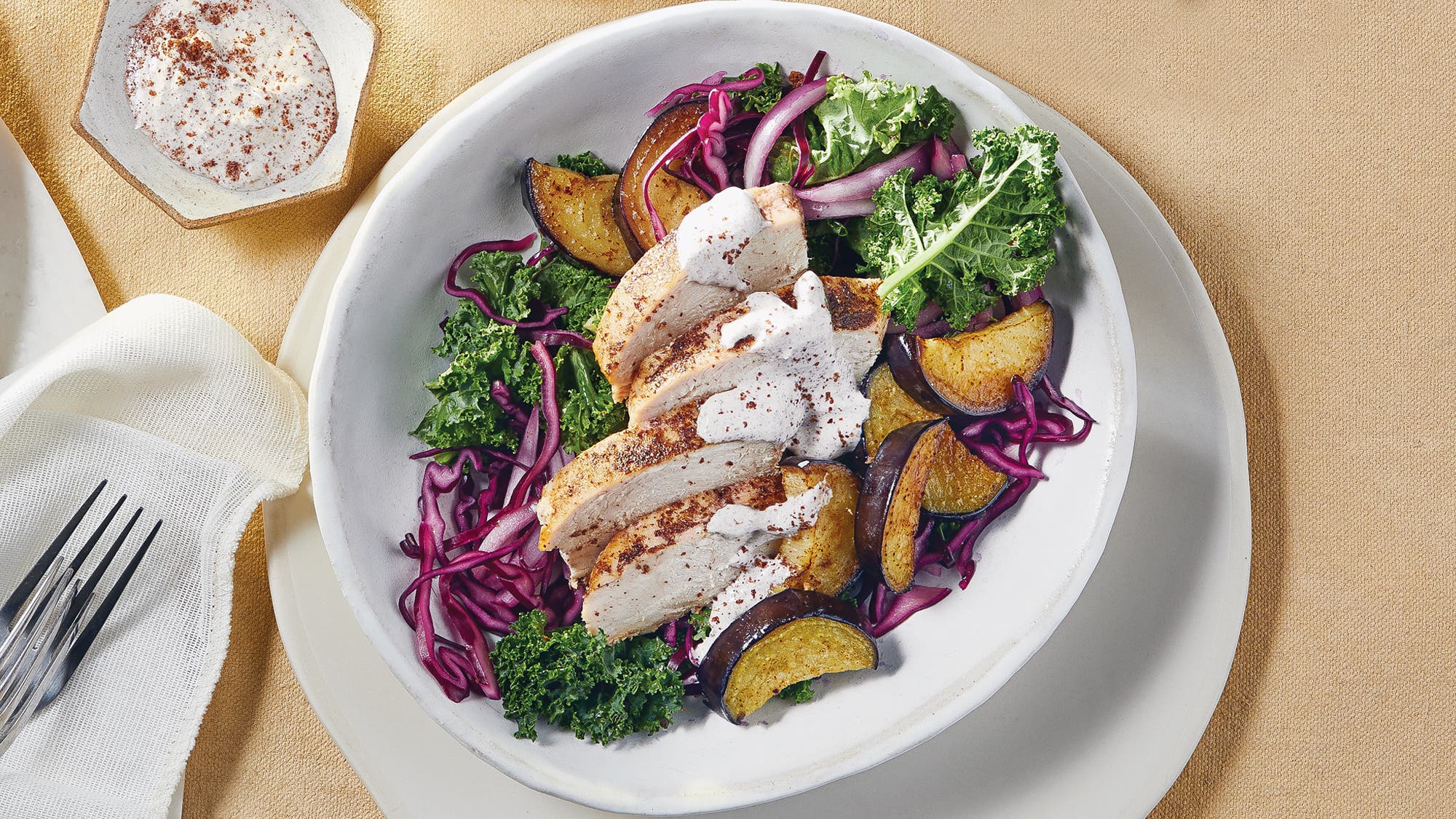 Sumac Chicken Salad with Zesty Yogurt Sauce