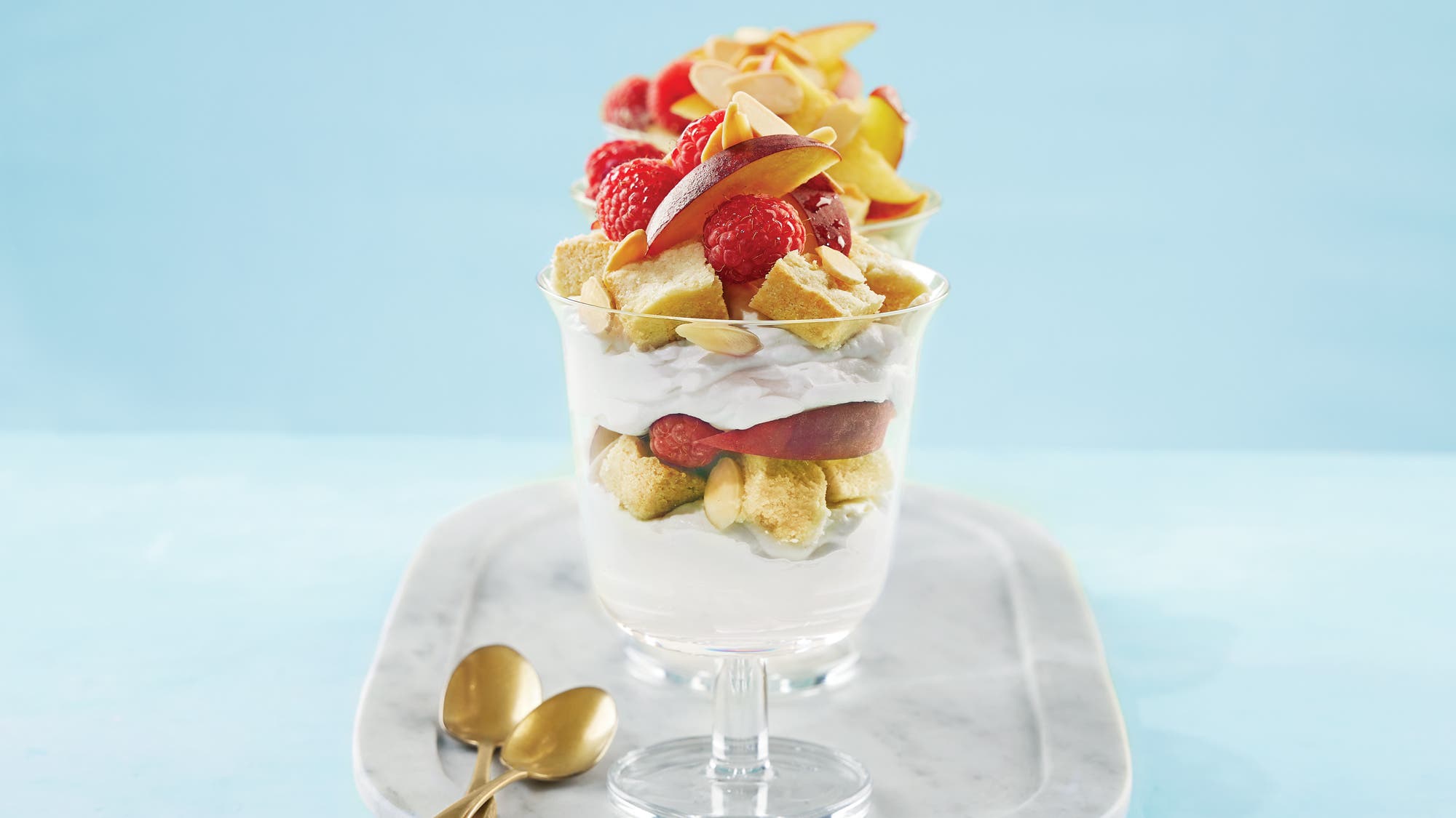 Individual Nectarine and Raspberry Trifles