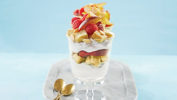 Individual Nectarine and Raspberry Trifles