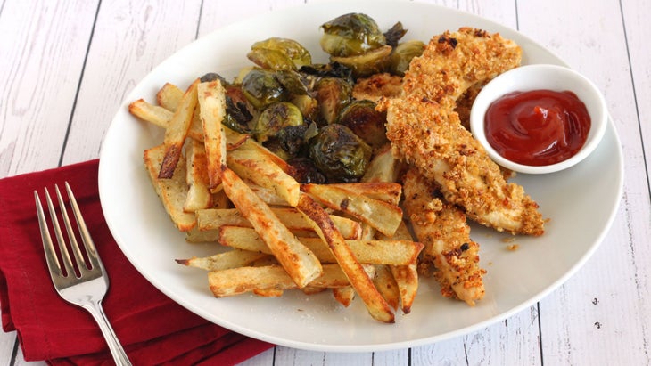 Chicken Fingers with Brussels Sprouts & Fries