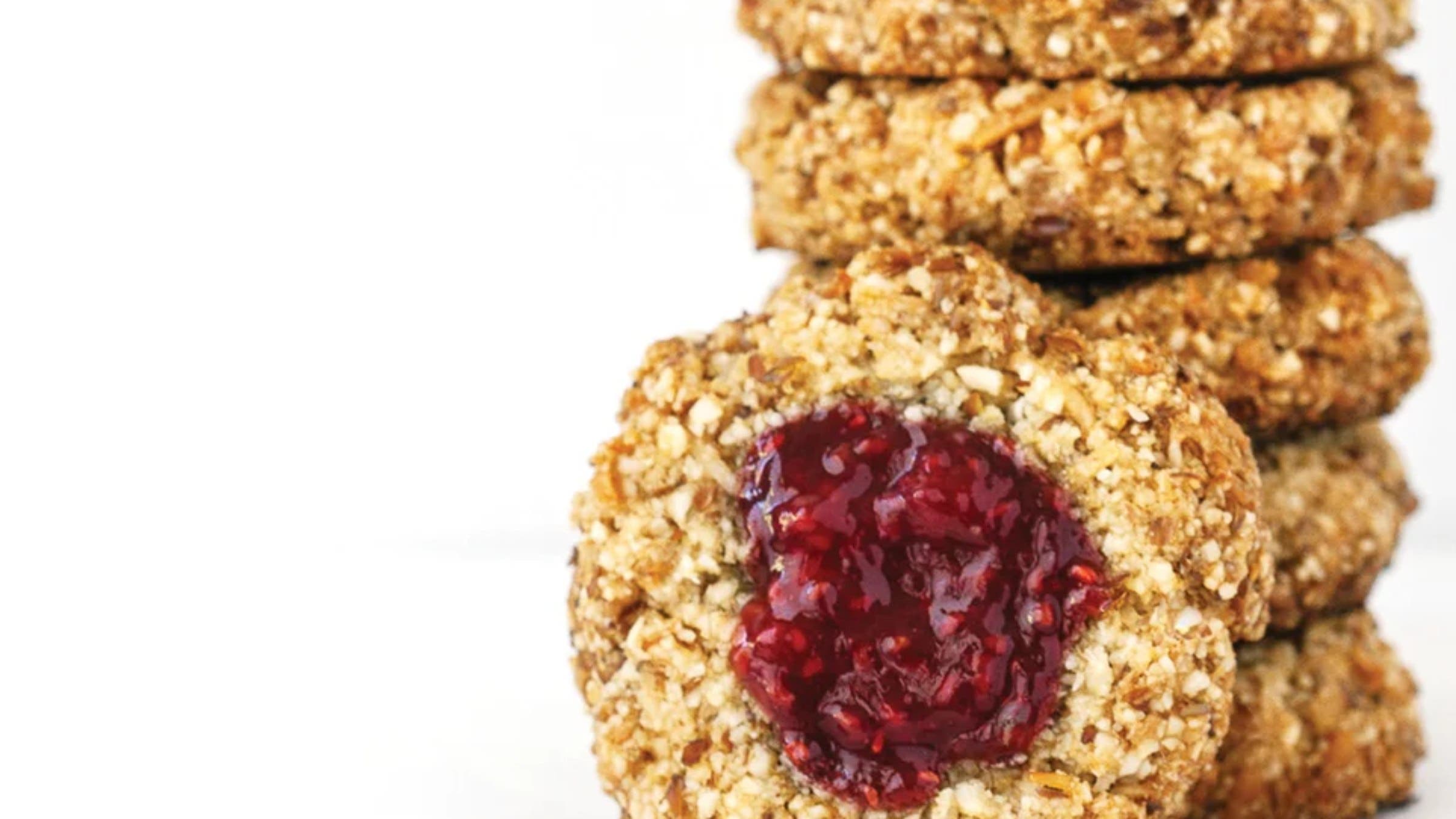 Almond raspberry thumbprint cookies