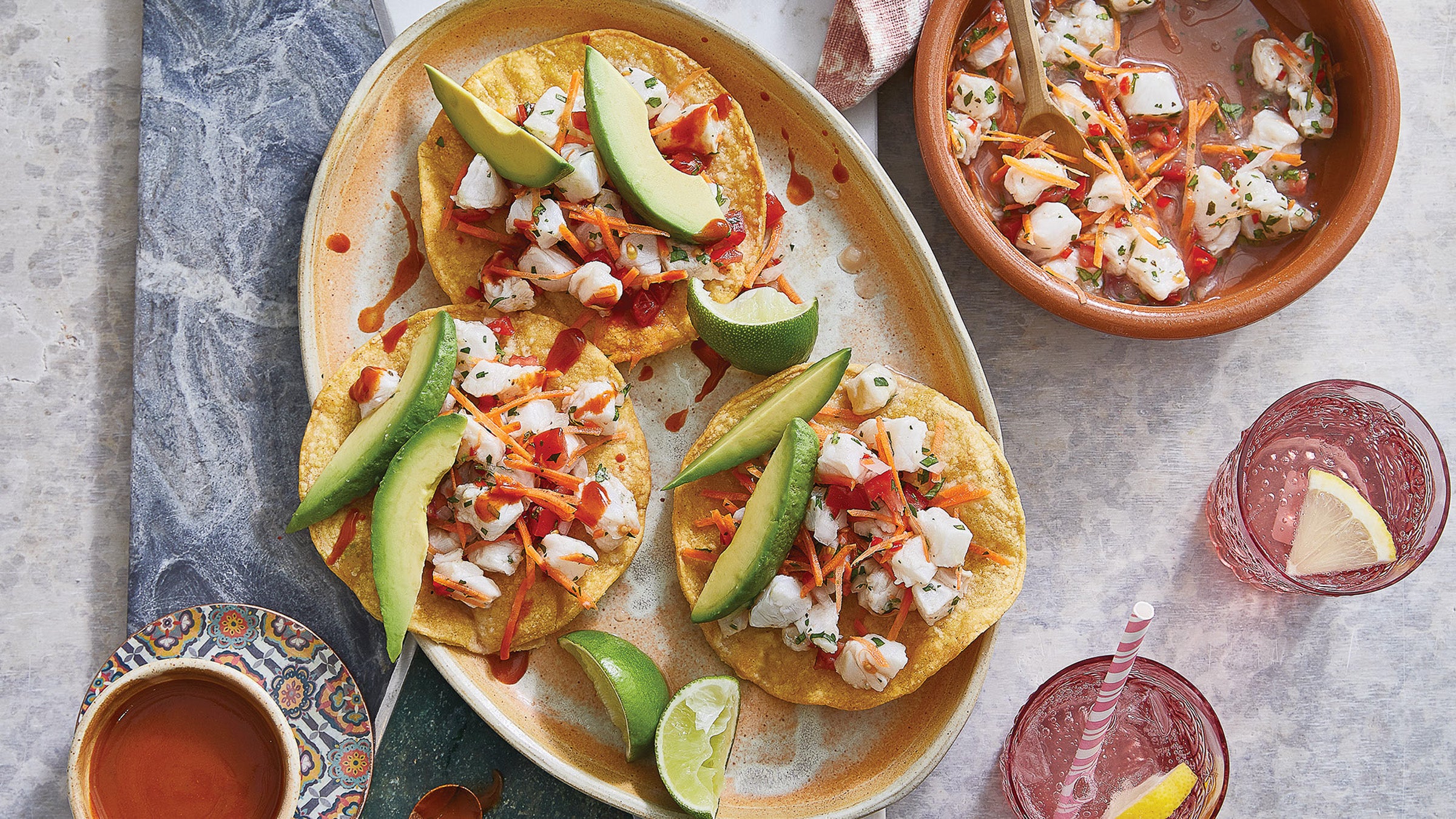 Plate of tostadas de ceviche